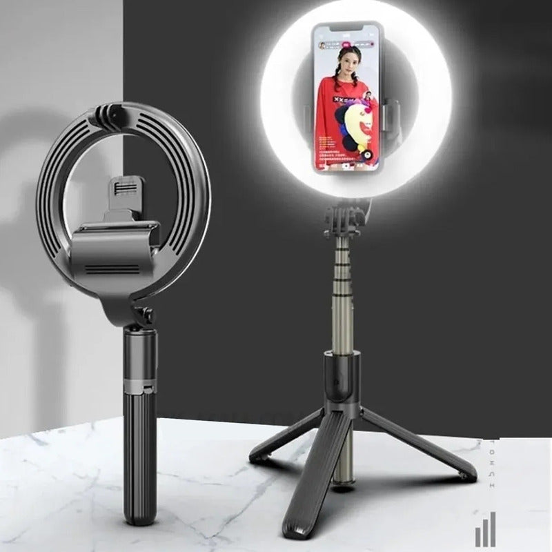 Baston Selfie Con Aro L07 Bluetooh Led Aluminio Con Tripode