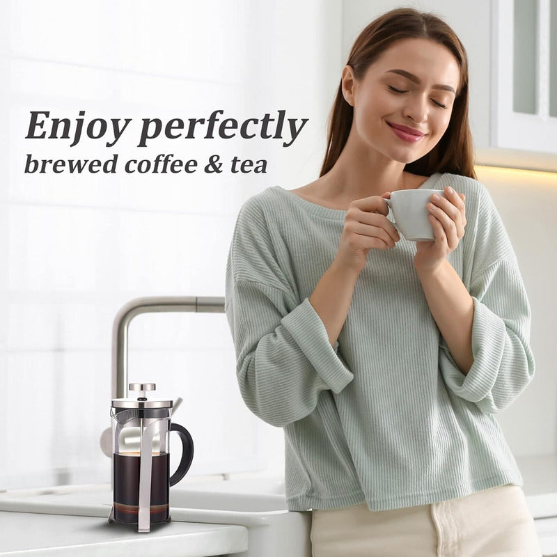 Prensa Francesa Cafetera De Lujo 1 L Acero Inoxidable Vidrio