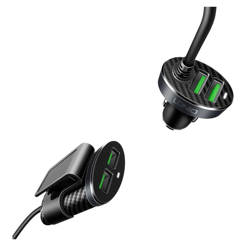Cargador Usb Auto Con Alargador 4 Puertos 1 Metro Ea27