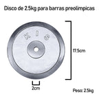 Pack 2 Disco Preolímpico 2.5kg C/u Profesional Mancuernas