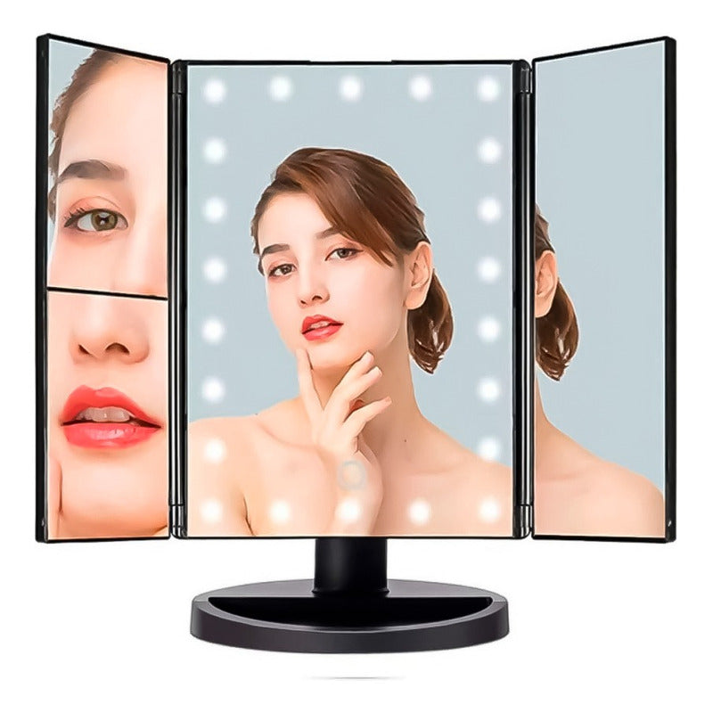 Espejo Con Luces Maquillaje Aumento 3x 24 Led 4 Pilas Aaa