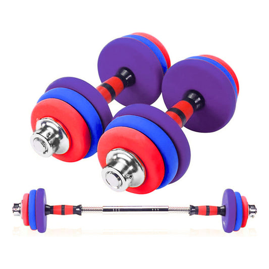 Set Mancuernas Y Barra 30kg Colores Acero Neopreno