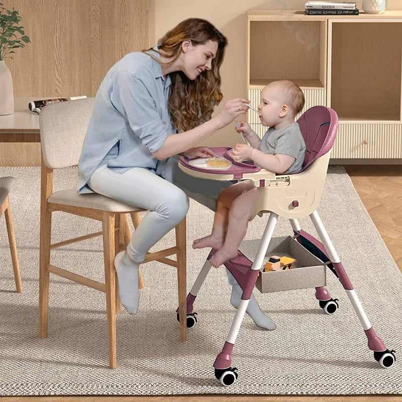 Silla De Bebé Comer Portátil Con Ruedas Kinder