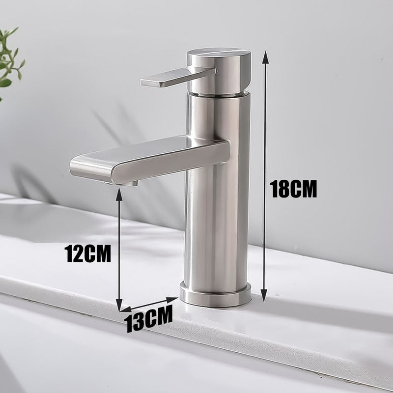 Llave Monomando Grifo Lavamanos Baño Clásica Acero Inoxidable Plateado