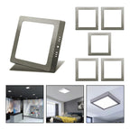 5 Foco Plafon Led Cuadrado Sobrepuesto 18w Luz Fria Niquel