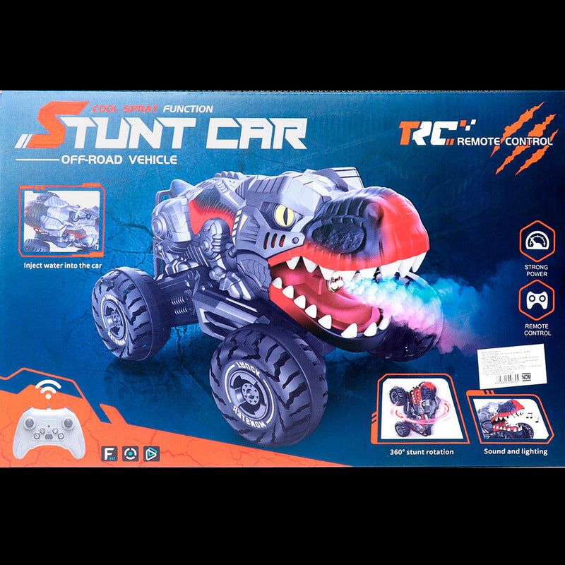 Auto a Control Remoto Dinosaurio Piruetas Humo Musica 360° 4x4