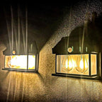 6 Farol Solar Aplique Pared 2 Ampolletas Led Sensor Luz Calida Jardin