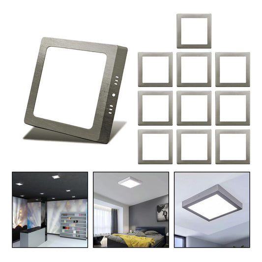 10 Foco Plafon Led Cuadrado Sobrepuesto 18w Luz Fria Niquel