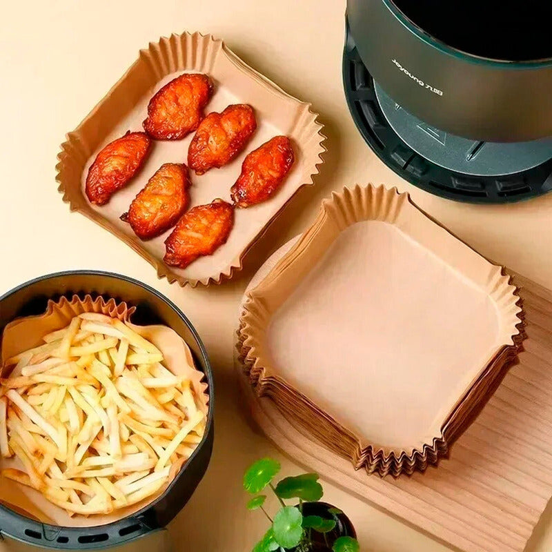 200 Forro Freidora Airfryer Papel Antiadherente Desechable Cuadrado