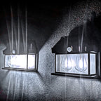 Farol Solar Aplique Pared 2 Ampolletas Led Sensor Luz Fría