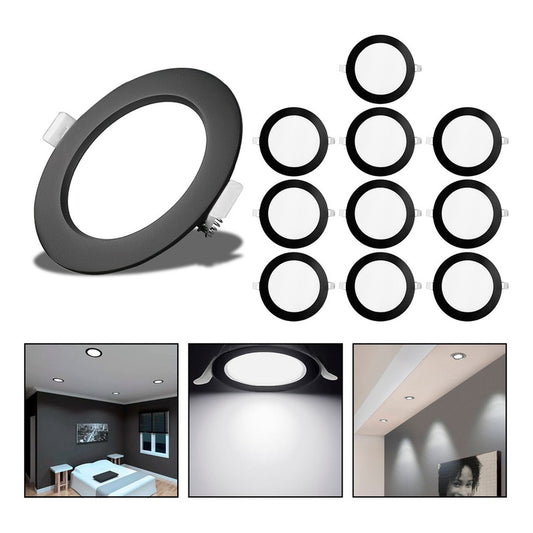 10 Foco Plafon Embutido Redondo 24w Luz Fria Borde Negro