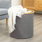 Cesto Canasto Ropa Sucia Plegable Borde Madera Con Tapa