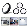3 Foco Plafon Sobrepuesto Redondo 12w Luz Fria Borde Negro