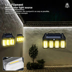 Farol Solar Aplique Pared 4 Led Sensor Movimiento Luz Cálida