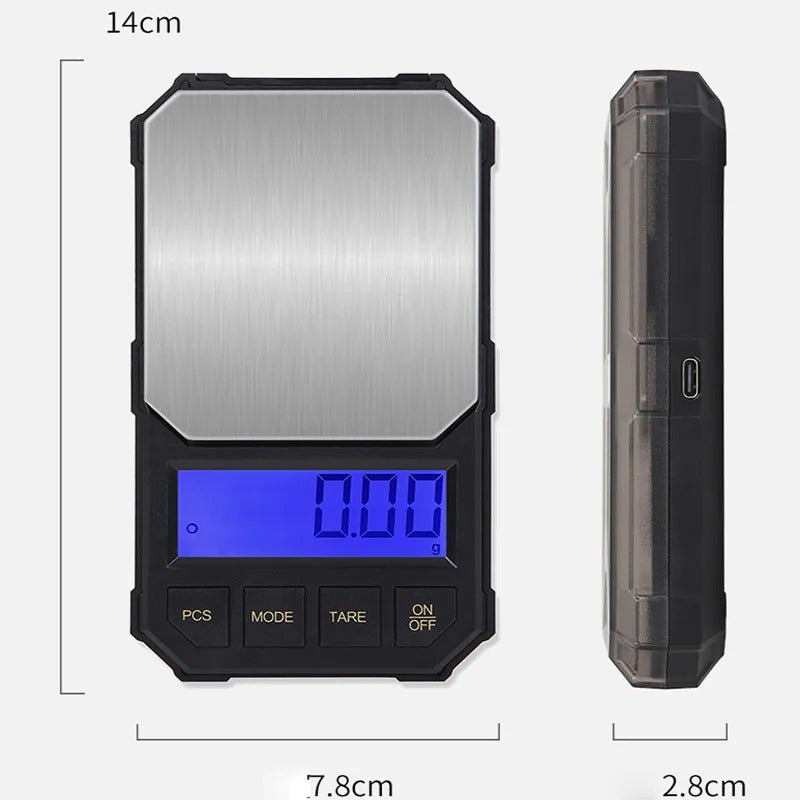 Pesa Digital Gramera Joyeria 0.01g A 500g 7 Unidades De Peso