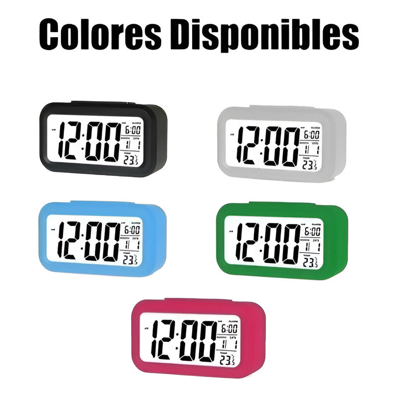 Reloj Despertador Digital Luz Lcd Temperatura Fecha 62115