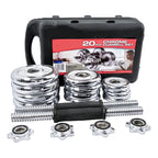 Set De Mancuernas Cromadas Ajustables 20 Kg Maletín