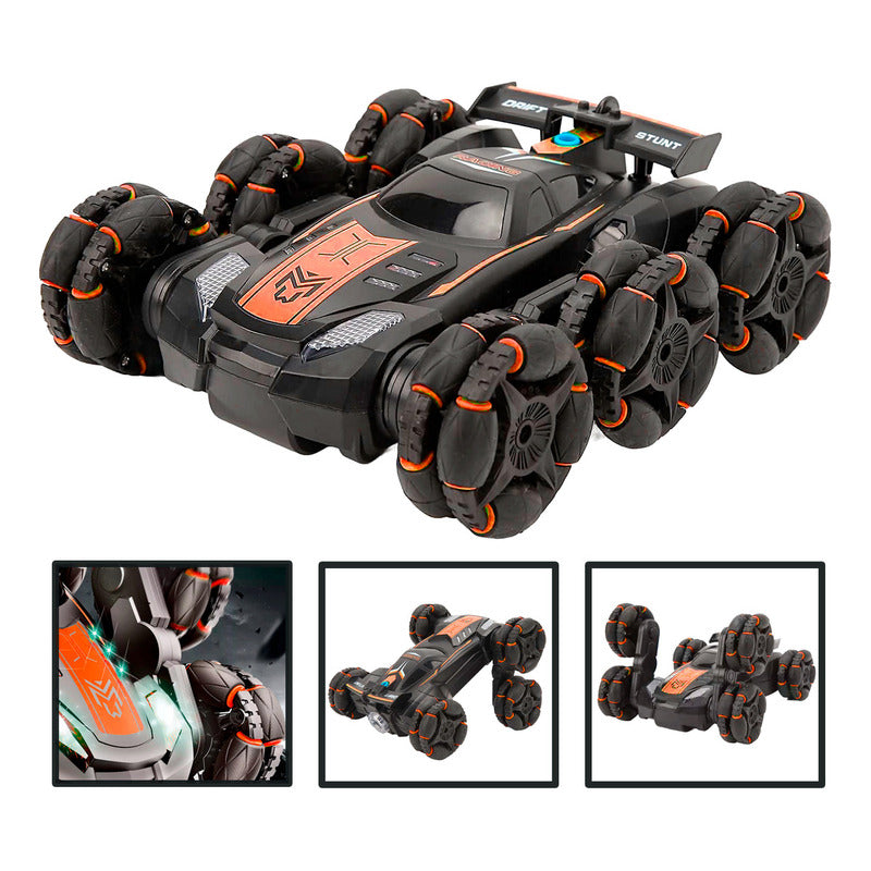 Auto De Acrobacia Rc Stunt Car 6 Ruedas Luz Sonido 2.4ghz