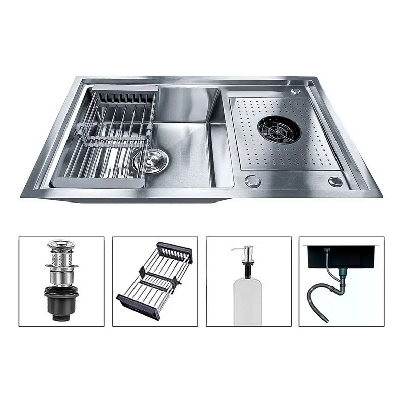 Lavaplatos 80x50cm Lava vasos Empotrable Moderno Acero 304