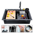 Lavaplatos Cascada Lavavasos Llave 2 Modos 75x46 Acero Inoxidable
