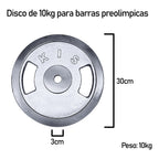 Pack 2 Disco Preolímpico 10kg C/u Cromado Profesional Agarre