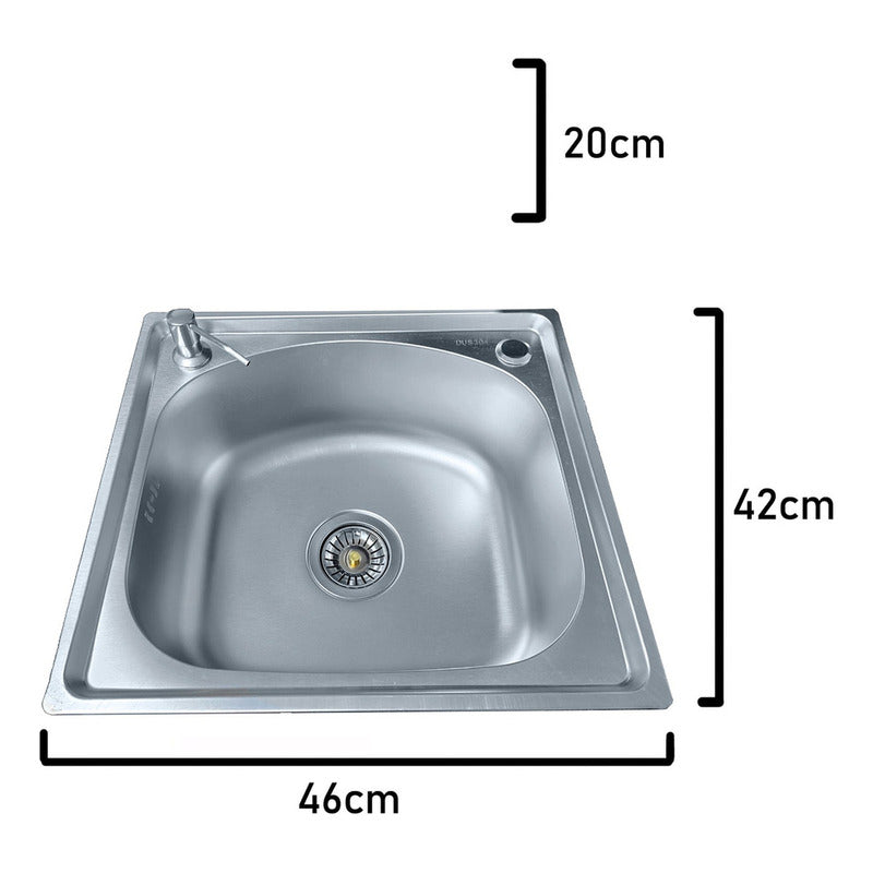 Lavaplatos Clasico 46x42 Sobrepuesto De Acero Inoxidable