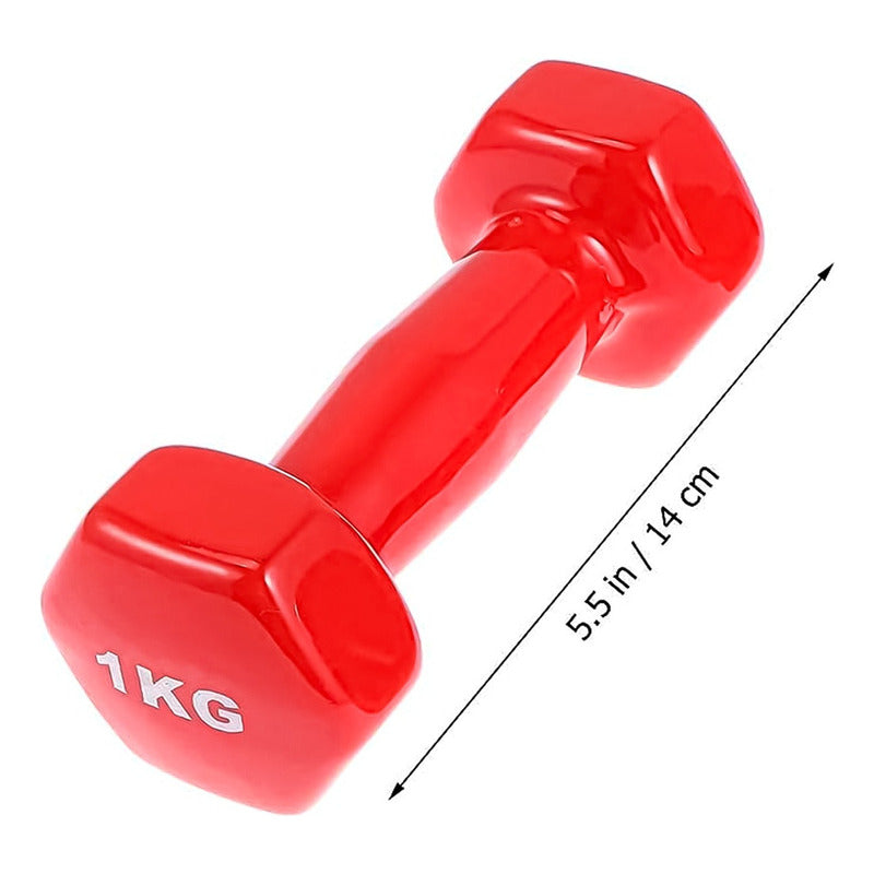 Pesa Mancuerna 1kg Antideslizantes Vinilo Fitness Ejercicios