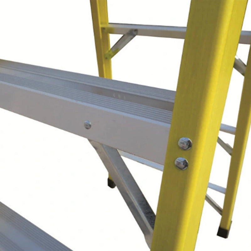 Escalera Industrial Plataforma Fibra De Vidrio 4 Peldaños