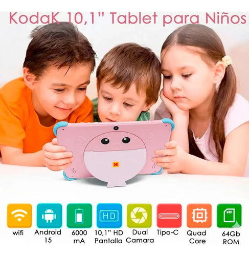 Tableta Infantil 10.1 Para Niños Wifi Kodak 4+64gb Dual Cam