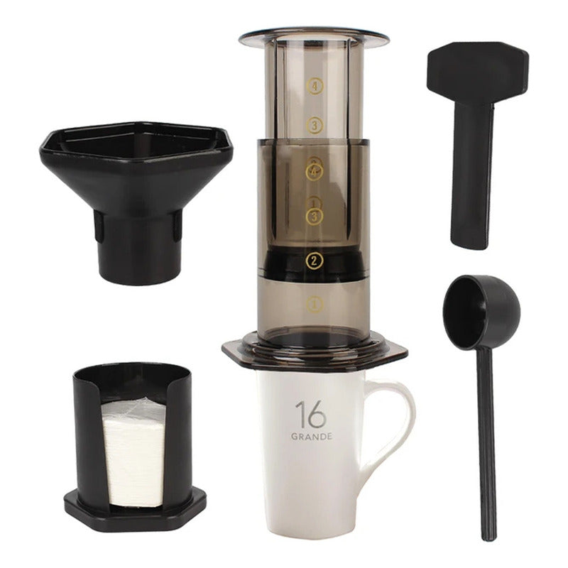 Cafetera Tipo Aeropress Portátil Con Filtros Manual Biancci