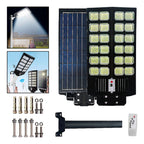 2 Foco Poste Solar Led 1200w Ip67 Exterior Alta Potencia Luz Fria