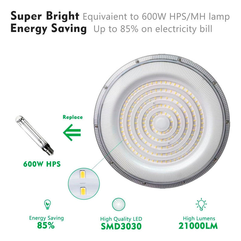 5 Foco Plafon 300w Ip65 Industrial Techo Campana Luz Fría