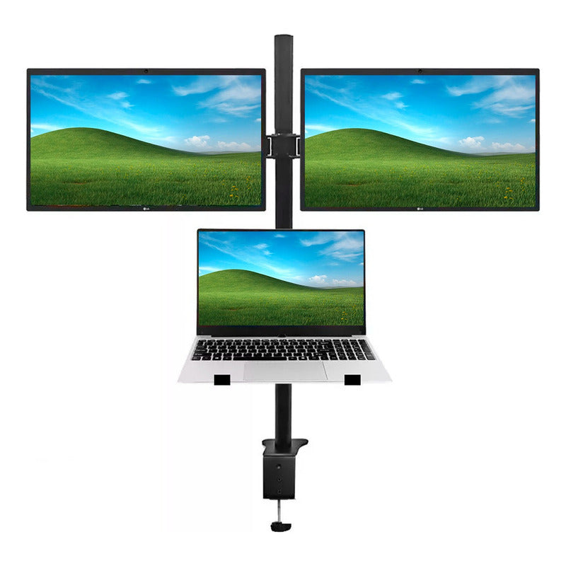 Soporte Escritorio Monitor Notebook Triple 10 a 32 Pulgadas Con Brazo