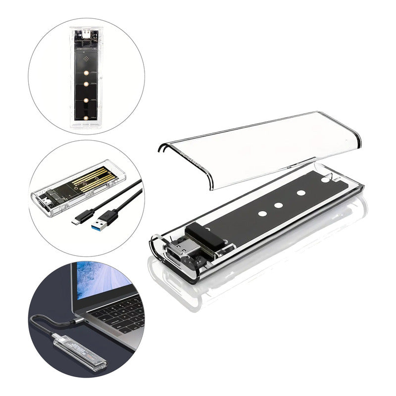 Cofre Ssd M.2 Usb C A Usb 3.1 Case Pcie Nvme 10gbp Acrílico