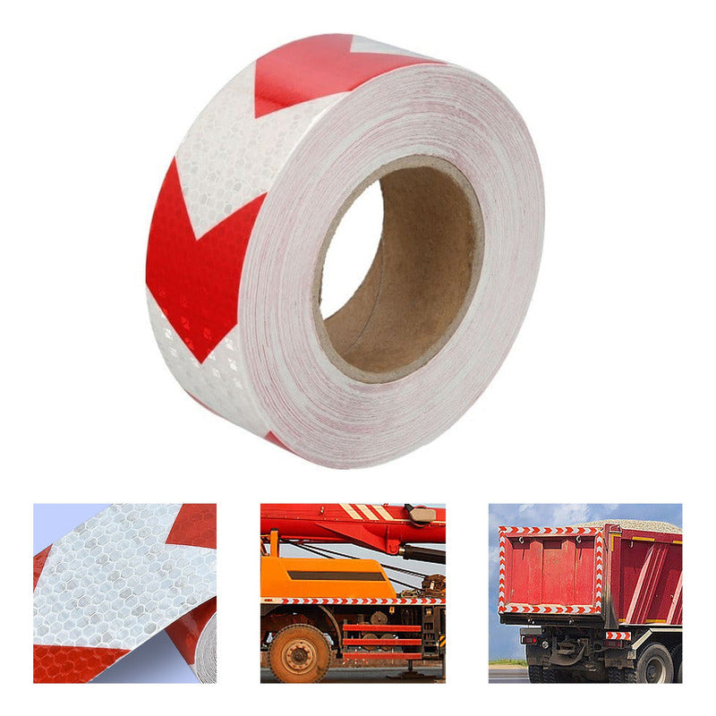 Cinta Reflectante Bicolor Flecha Blanco Rojo 5cm X 25 Mts