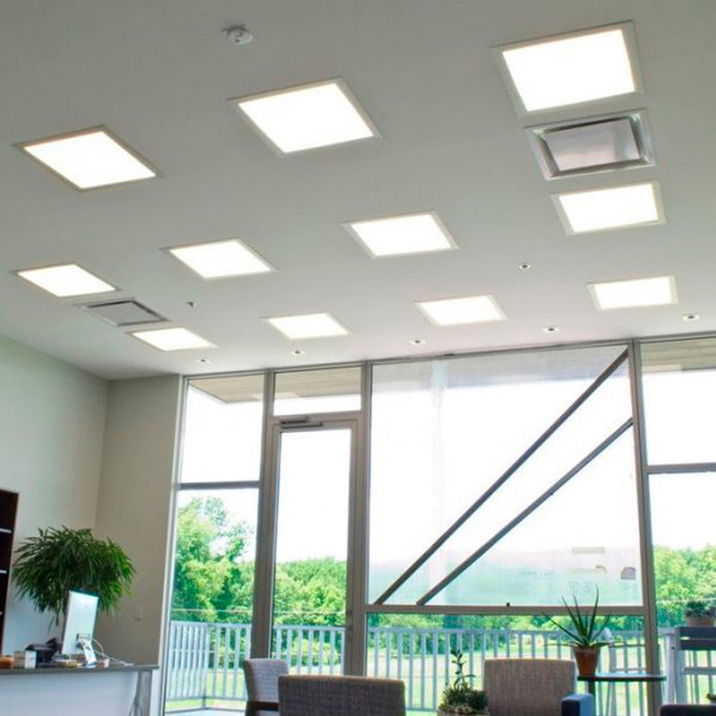 3 Foco Panel Led 48w 60x60cm Sobrepuesto Frio B. Blanco