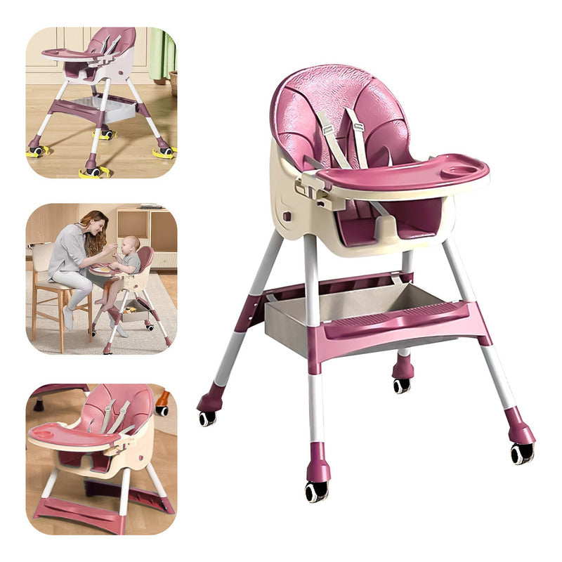 Silla De Bebé Comer Portátil Con Ruedas Kinder