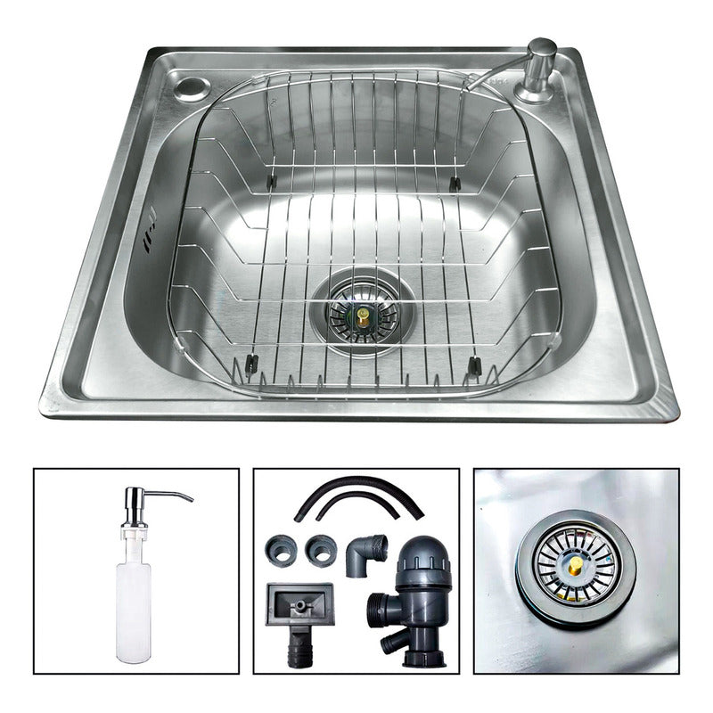 Lavaplatos Clasico 46x42 Sobrepuesto De Acero Inoxidable