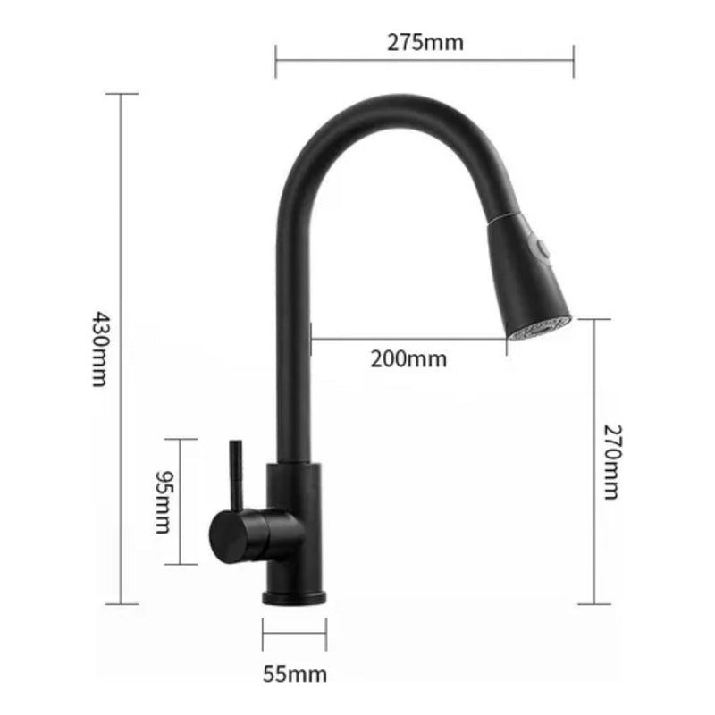 Llave Lavaplatos Extensible Griferia Monomando Cocina Negro