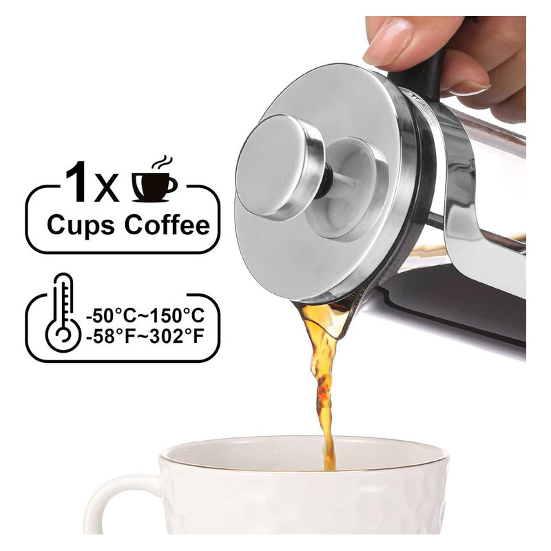 Prensa Francesa Cafetera De Lujo 1 L Acero Inoxidable Vidrio