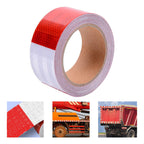 Cinta Reflectante Bicolor Plana Blanco Rojo 5cm X 25 Mts