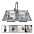 Lavaplatos Doble 78x43cm Con Llave Sobrecubierta Acero Inoxidable