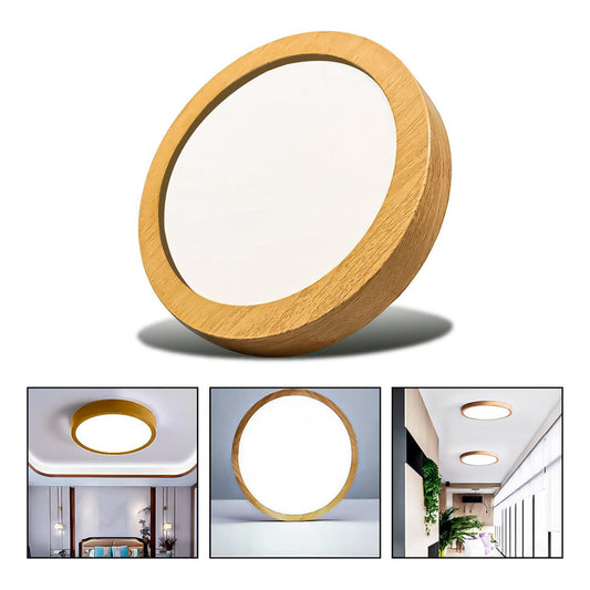 Foco Plafon Led Redondo Sobrepuesto 36w Luz Fria Madera