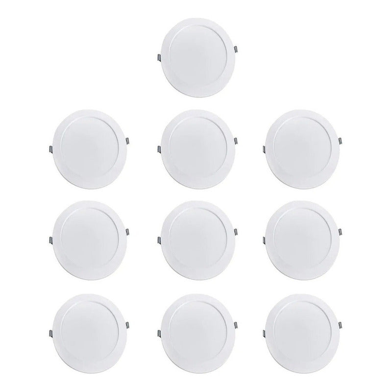 Pack 10 Foco Panel Plafon Led Embutido Redondo 18w Calida