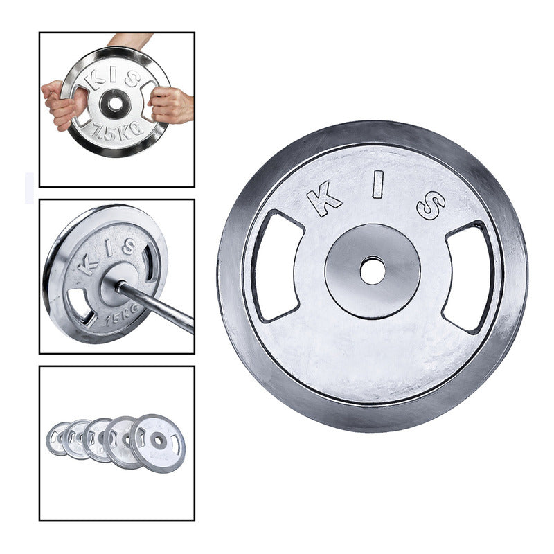 Disco Preolímpico 5 Kg Cromado Pesas Profesional Con Agarres
