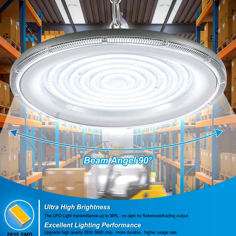 5 Foco Plafon 300w Ip65 Industrial Techo Campana Luz Fría