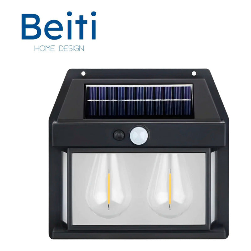 6 Farol Solar Aplique Pared 2 Ampolletas Led Sensor Luz Fria