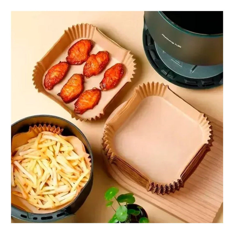 50 Forro Freidora Airfryer Papel Antiadherente Cuadrado 16cm