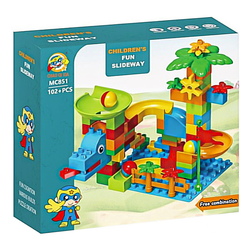 Juego Bloques Construccion Tobogan De Pelotas Didactico 102p