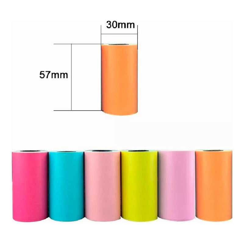 7 Rollos Papel Adhesivo Impresora Térmica Colores 57x30mm